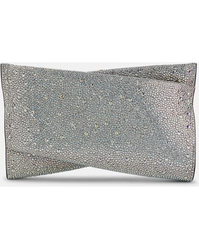 Christian Louboutin Loubitwist Small Crystal-embellished Suede Clutch - Grey