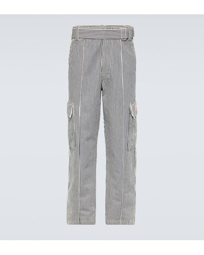 KENZO Striped Straight Cargo Jeans - Grey