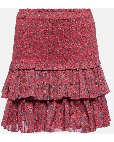 Isabel Marant Naomi Shirred Tiered Cotton Miniskirt