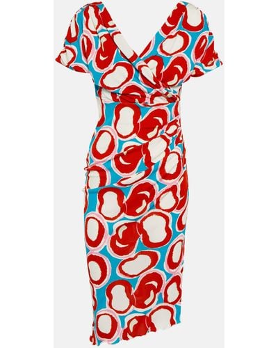 Diane von Furstenberg Havana Wrap-effect Printed Jersey Dress - Red