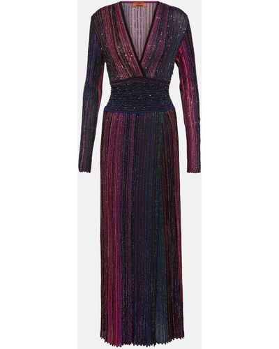 Missoni Lurex Pleated Long Dress - Purple