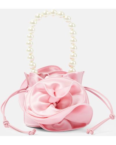 Magda Butrym Magda Small Floral-applique Satin Bucket Bag - Pink