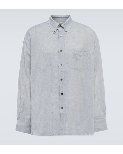 Our Legacy Borrowed Cotton And Linen Shirt - Blue