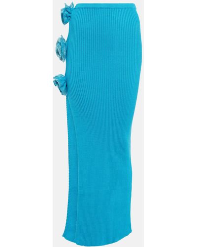GIUSEPPE DI MORABITO Embellished Ribbed-knit Midi Skirt - Blue