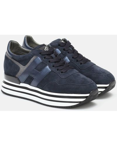 Hogan Midi Leather Platform Sneakers - Blue