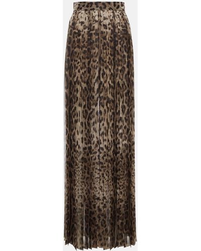 Dolce & Gabbana Leopard-print High-rise Maxi Skirt - Brown
