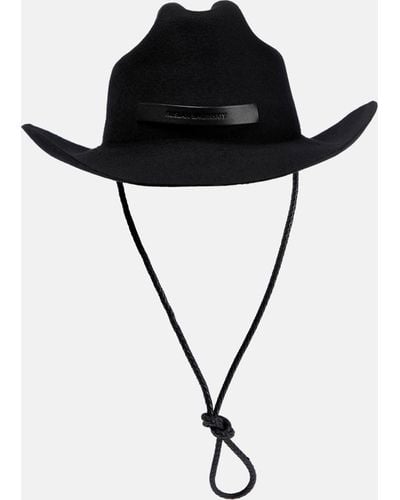 Ruslan Baginskiy Leather-trimmed Cowboy Hat - Black