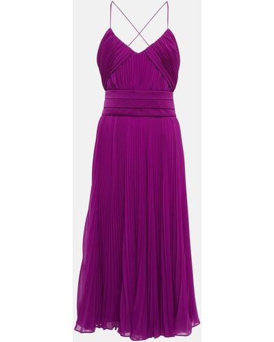 Max Mara Clarino Pleated Georgette Midi Dress - Purple