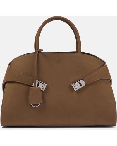 Ferragamo Hug Medium Leather Tote Bag - Brown