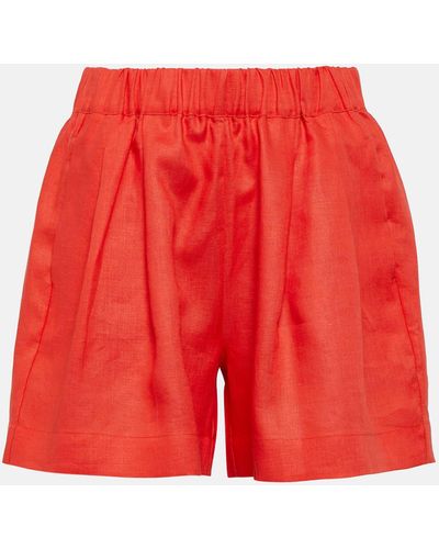 Asceno High-rise Linen Shorts - Red