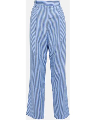 Frankie Shop Bea Pinstriped High-rise Cotton Suit Pants - Blue