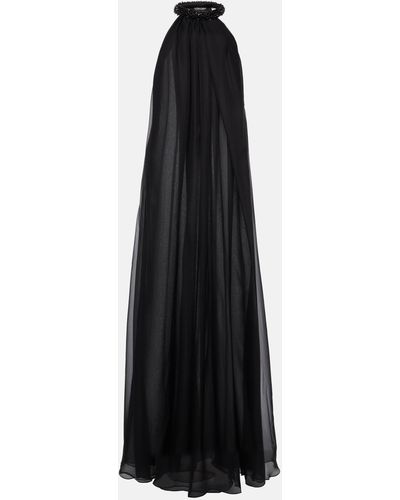 Tom Ford Embellished Silk Chiffon Gown - Black