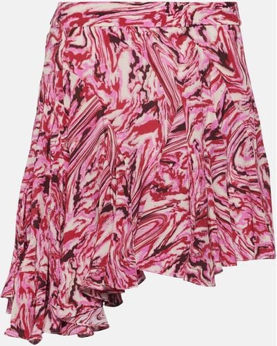 Isabel Marant Teyana Printed Silk Miniskirt - Red