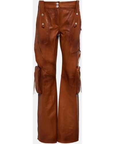 Blumarine Leather Cargo Pants - Brown