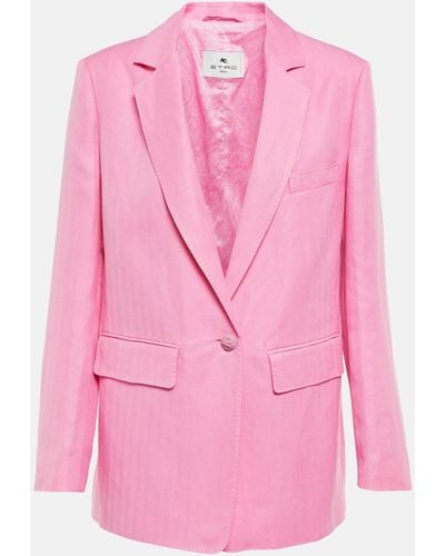 Etro Silk And Linen Blazer - Pink