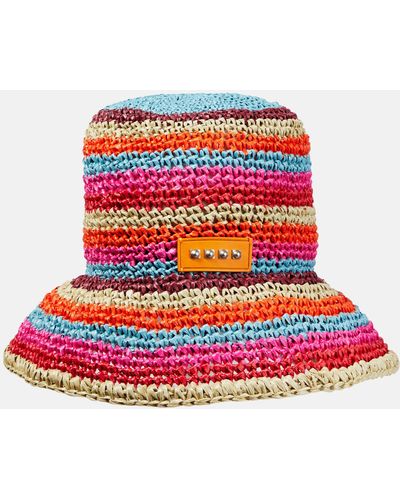 Etro Striped Raffia Bucket Hat - Red