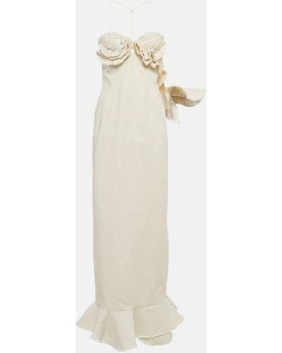 Jacquemus Off-white Le Raphia 'la Robe Artichaut' Maxi Dress - Natural