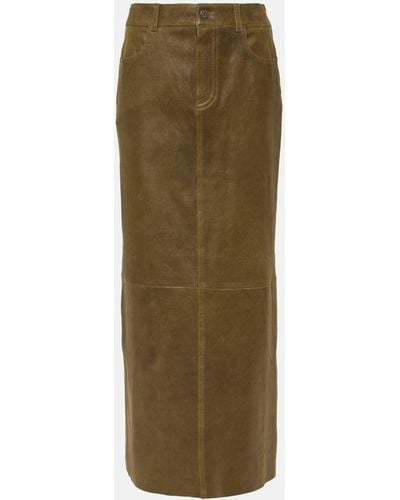 Stouls Beth Leather Midi Skirt - Green