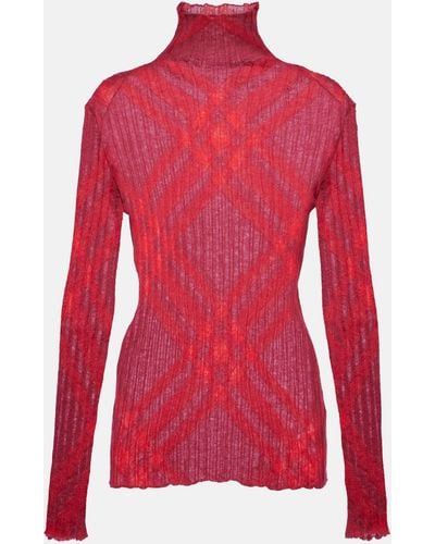 Burberry Mohair-blend Turtleneck Sweater - Red