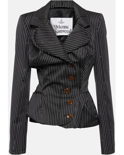 Vivienne Westwood Pinstriped Wool And Cotton Blazer - Black