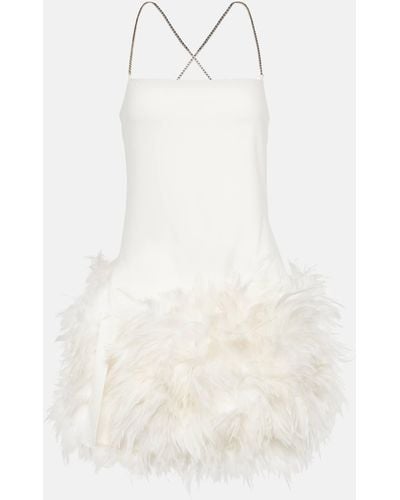 The Attico Fujiko Feather-trimmed Minidress - White