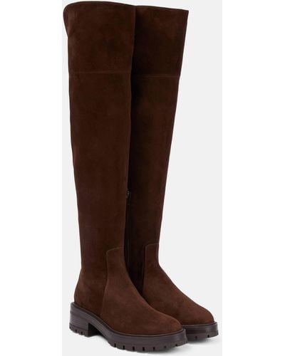 Aquazzura Whitney Suede Knee-high Boots - Brown