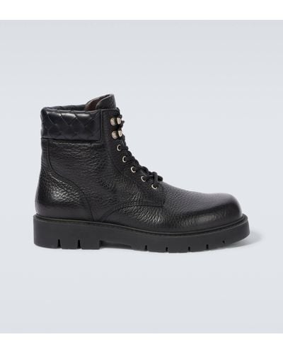 Bottega Veneta Haddock Leather Combat Boots - Black
