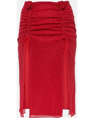 Oséree Lumiere Rose Midi Skirt - Red