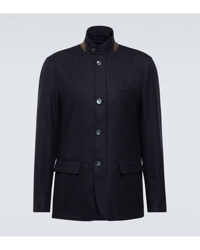 Herno Cotton, Cashmere, And Silk Coat - Blue