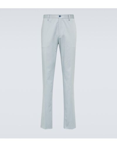 Etro Embroidered Paisley Cotton Jacquard Chinos - Blue