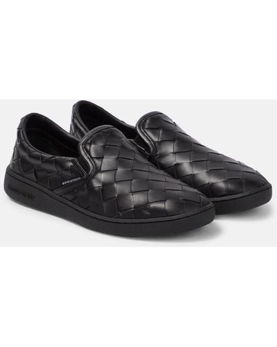Bottega Veneta Sawyer Leather Slip-on Sneakers - Black