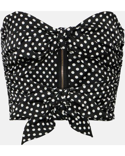 Dolce & Gabbana Capri Cutout Strapless Silk-blend Top - Black