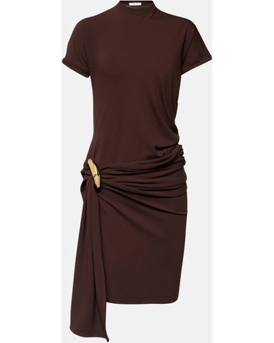Ferragamo Draped Jersey Minidress - Brown