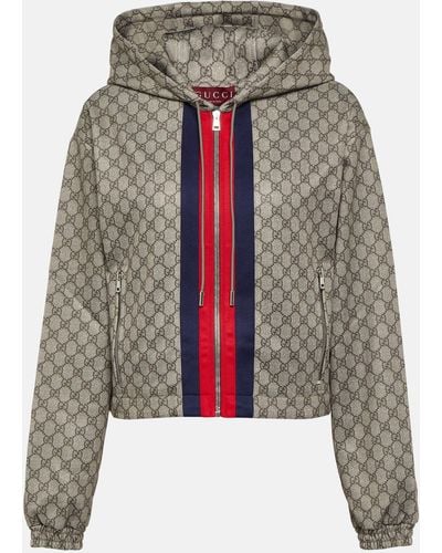 Gucci GG Web Stripe Jersey Technical Jacket - Grey