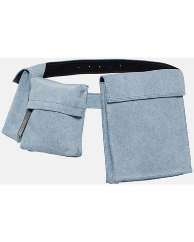 The Attico Leather-trimmed Denim Belt Bag - Blue