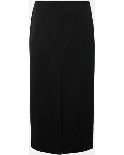 Nili Lotan Mariha Virgin Wool Midi Skirt - Black