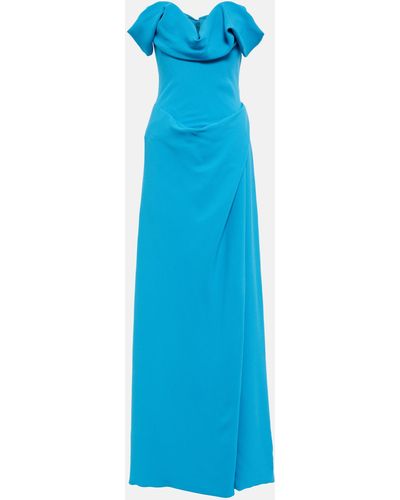 Vivienne Westwood Oriana Crepe Off-shoulder Gown - Blue