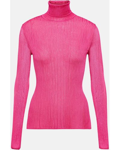Tom Ford Ribbed-knit Turtleneck Top - Pink