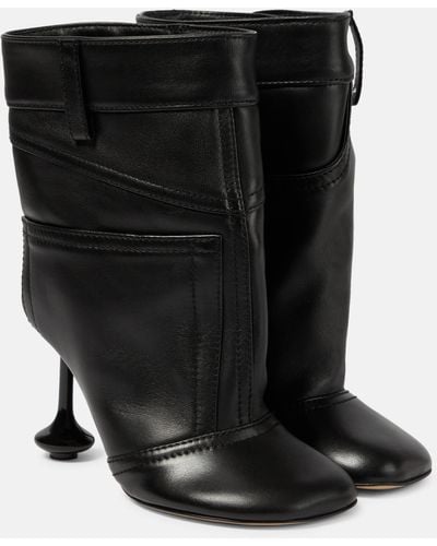 Loewe Toy Trouser-design Leather Heeled Boots - Black