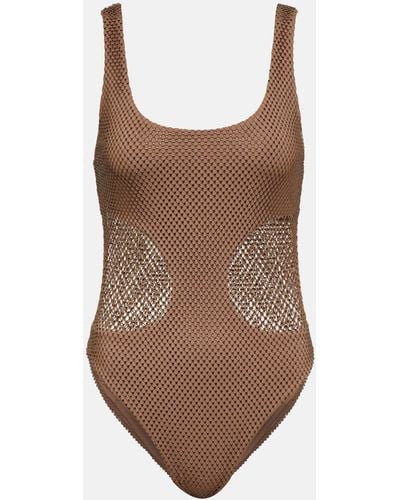 Jonathan Simkhai Fern Cutout Mesh Swimsuit - Brown