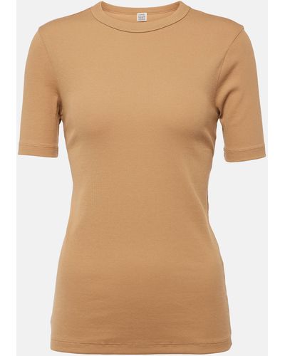 Totême Ribbed-knit Cotton-blend T-shirt - Natural
