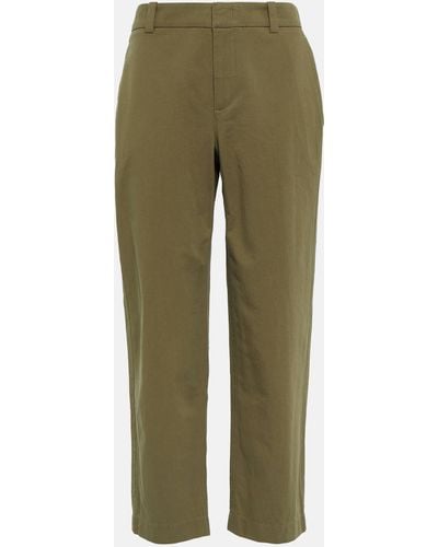 Vince Mid-rise Cropped Cotton Pants - Green