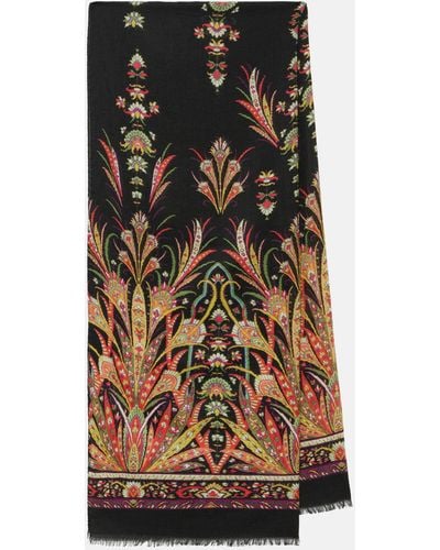 Etro Printed Cashmere And Silk-blend Scarf - Black