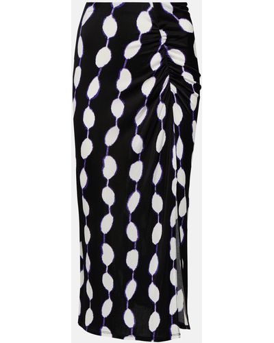 Diane von Furstenberg Garcel Printed Jersey Midi Skirt - Black