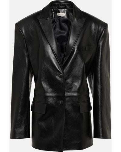 The Mannei Jafr Tailored Leather Blazer - Black