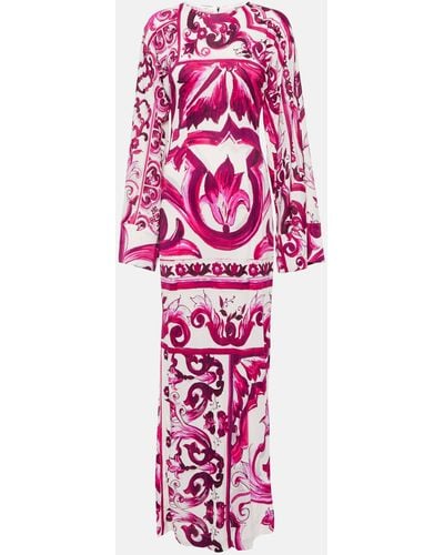 Dolce & Gabbana Majolica Printed Maxi Dress - Purple