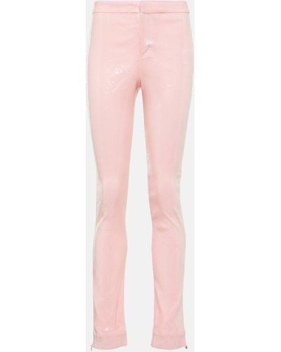 ROTATE BIRGER CHRISTENSEN Sequin-embellished Slim Pants - Pink