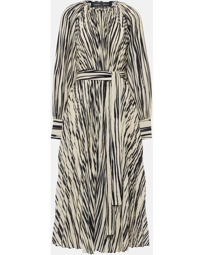Proenza Schouler Carol Striped Chiffon Midi Dress - Natural