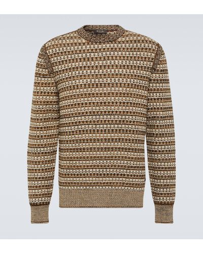 Loro Piana Striped Cashmere Sweater - Brown