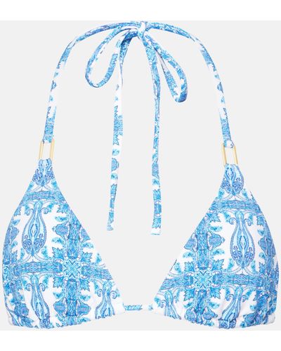 Melissa Odabash Cancun Printed Triangle Bikini Top - Blue